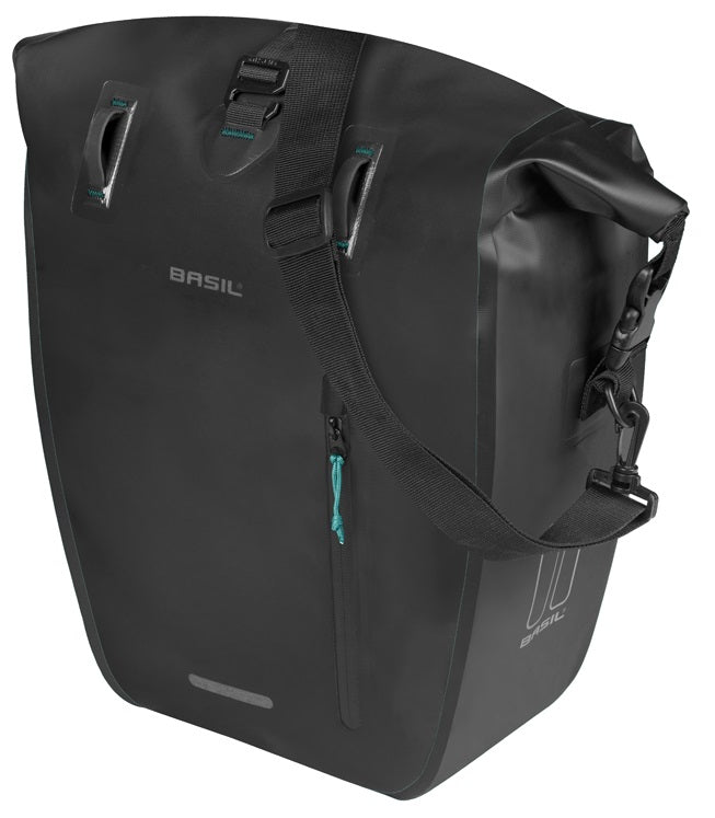 Enkele fietstas Basil Rivo L tarpaulin MIK 25-31L 14 x 28 x 43 cm - zwart