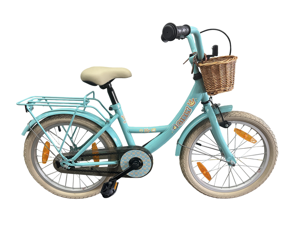 Kinderfiets Bikefun Girly 18 inch - met mandje en remnaaf - Blauw