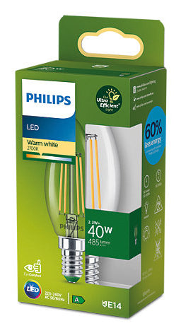 Phi LED B35 2700K CL 40W E14