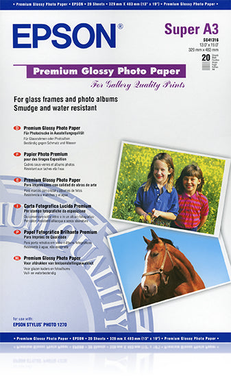 Epson Premium Glossy Photo Paper A3+, 20 Sheet, 255g S041316