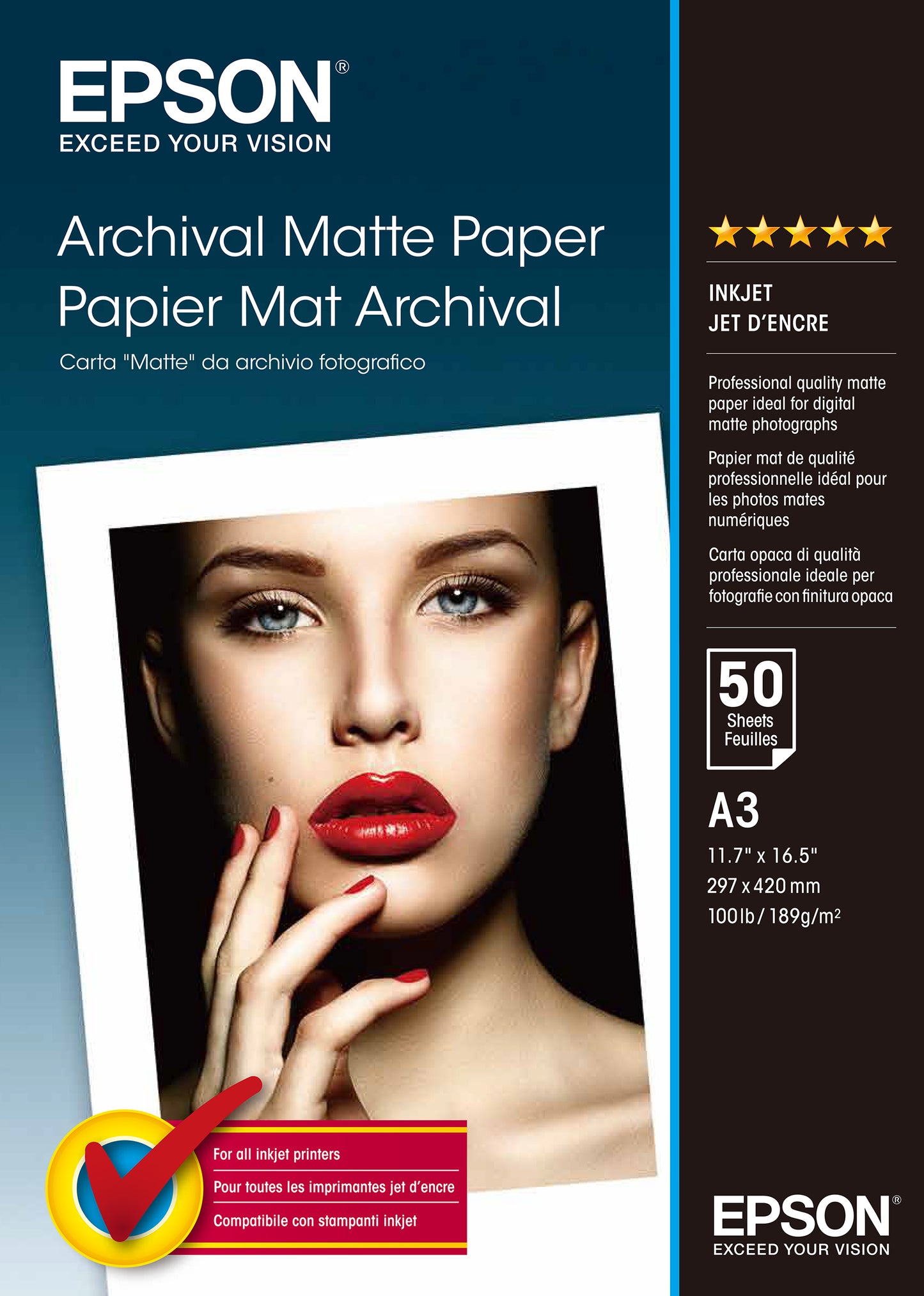 Epson Archival Matte Paper A 3, 50 Sheet, 189 g S 041344