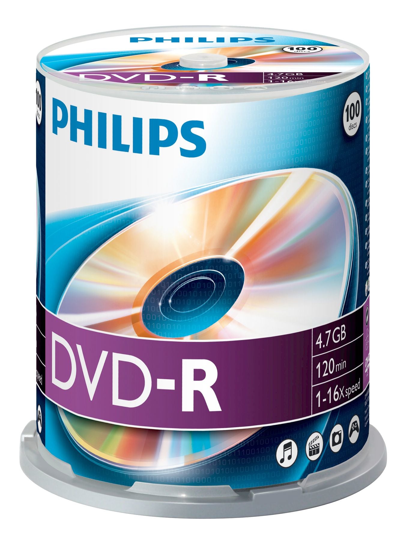 1x100 Philips DVD-R 4,7GB 16x SP