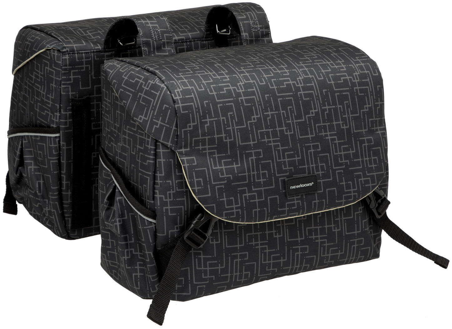 Dubbele fietstas New Looxs Mondi Joy Double RT 38 liter 37 x 16 x 32 cm (2x) - ivy black