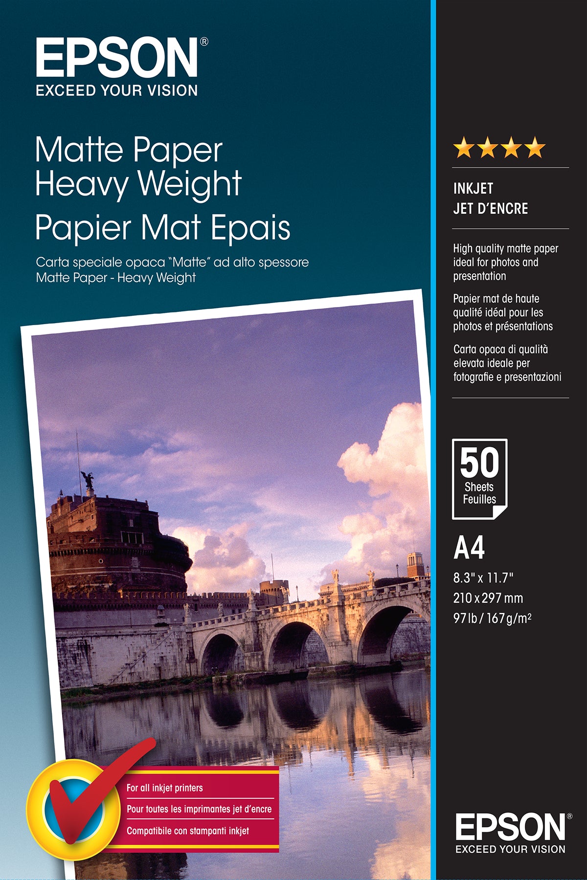 Epson Matte Paper Heavy Weight A4, 50 Sheet, 167g S041256