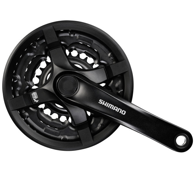 Crankstel 6/7/8 speed Shimano Tourney FC-TY501 met 175mm crankarm 48 x 38 x 28T met kettingscherm - zwart