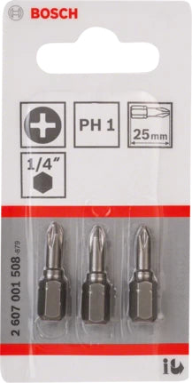 Bosch 3pcs PH Screwdriver Bit PH1 XH 25mm