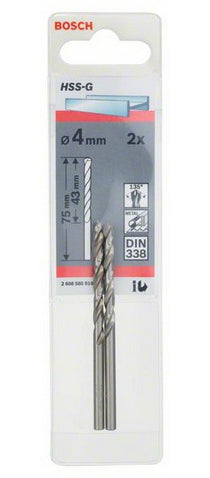 Bosch 2 Metal Drill Bits HSS-G 4,0x43x75mm