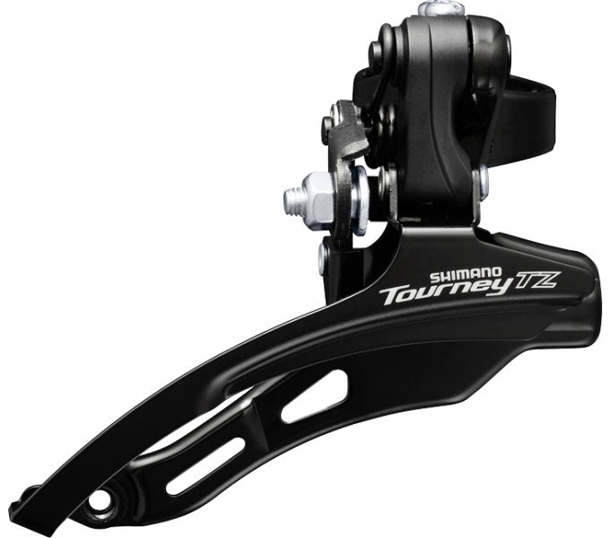 Voorderailleur 6/7-speed Shimano Tourney TZ FD-TZ510 down swing - met hoge klem ø31,8 mm - 48T - Zwart/Zilver