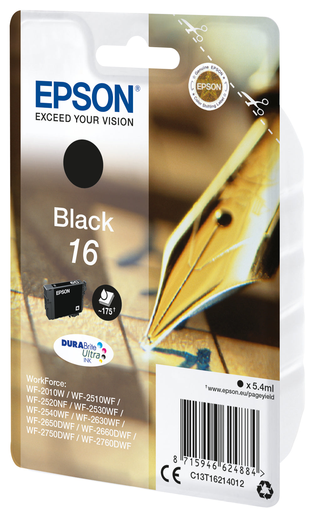 Epson ink cartridge black DURABrite Ultra T 162 T 1621