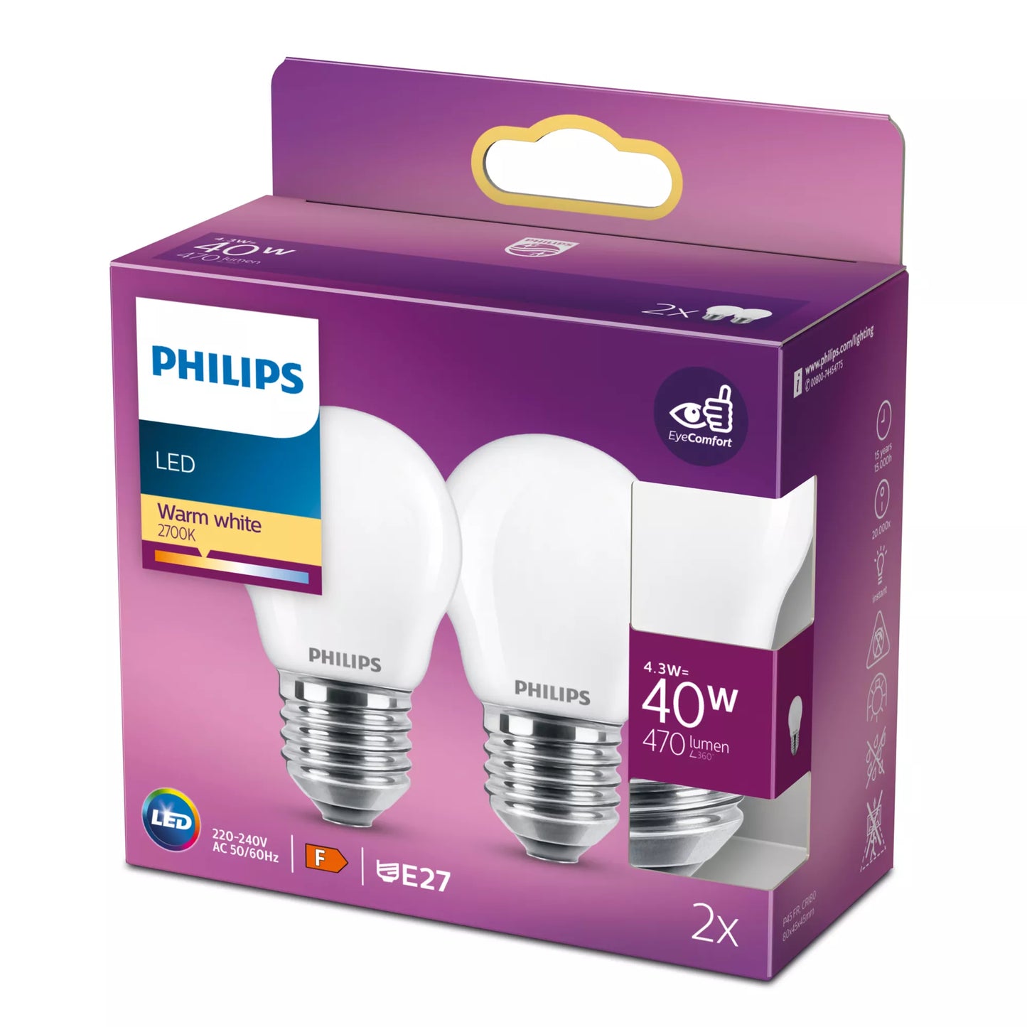 Phi LED cl P45 WW FR 40W E27 /