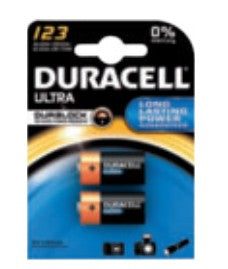 1x2 Duracell Lithium CR123A Photo Battery 3V 1400mAh CR17345