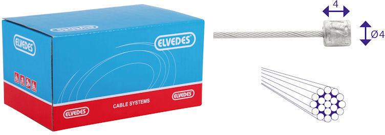 Schakel binnenkabel Elvedes 3000mm RVS Ø1,1mm Shimano / SRAM nippel (op kaart) - Zilver