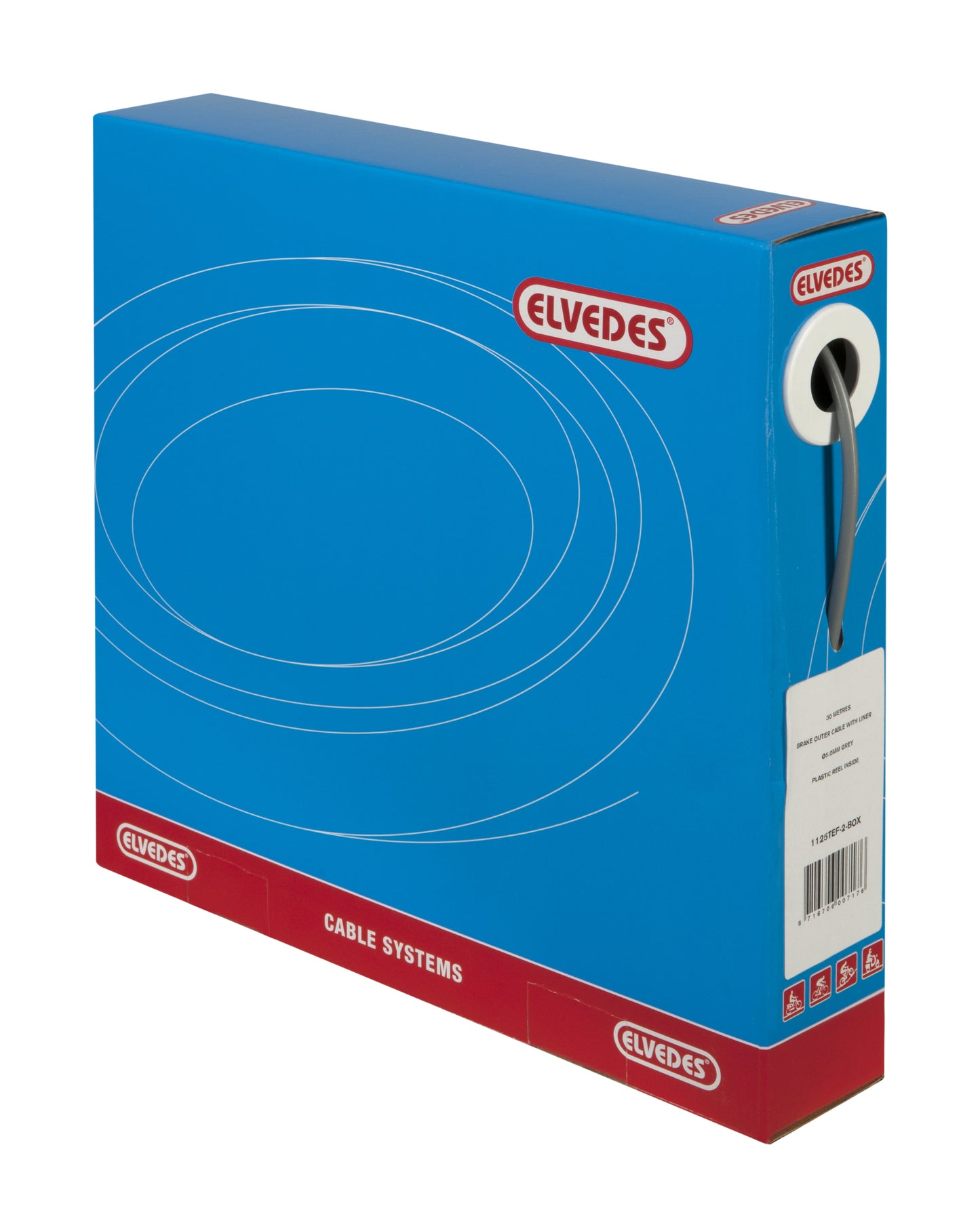 Rem buitenkabel Elvedes met teflon voering ø5,0mm / 30 meter - grijs (30 meter in doos)