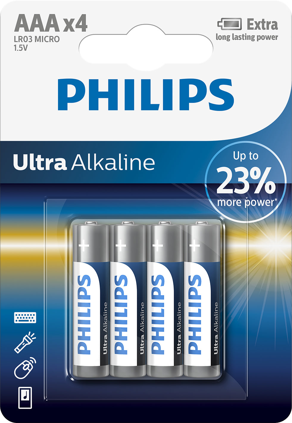 1x4 Philips Ultra Alkaline AAA Batterie