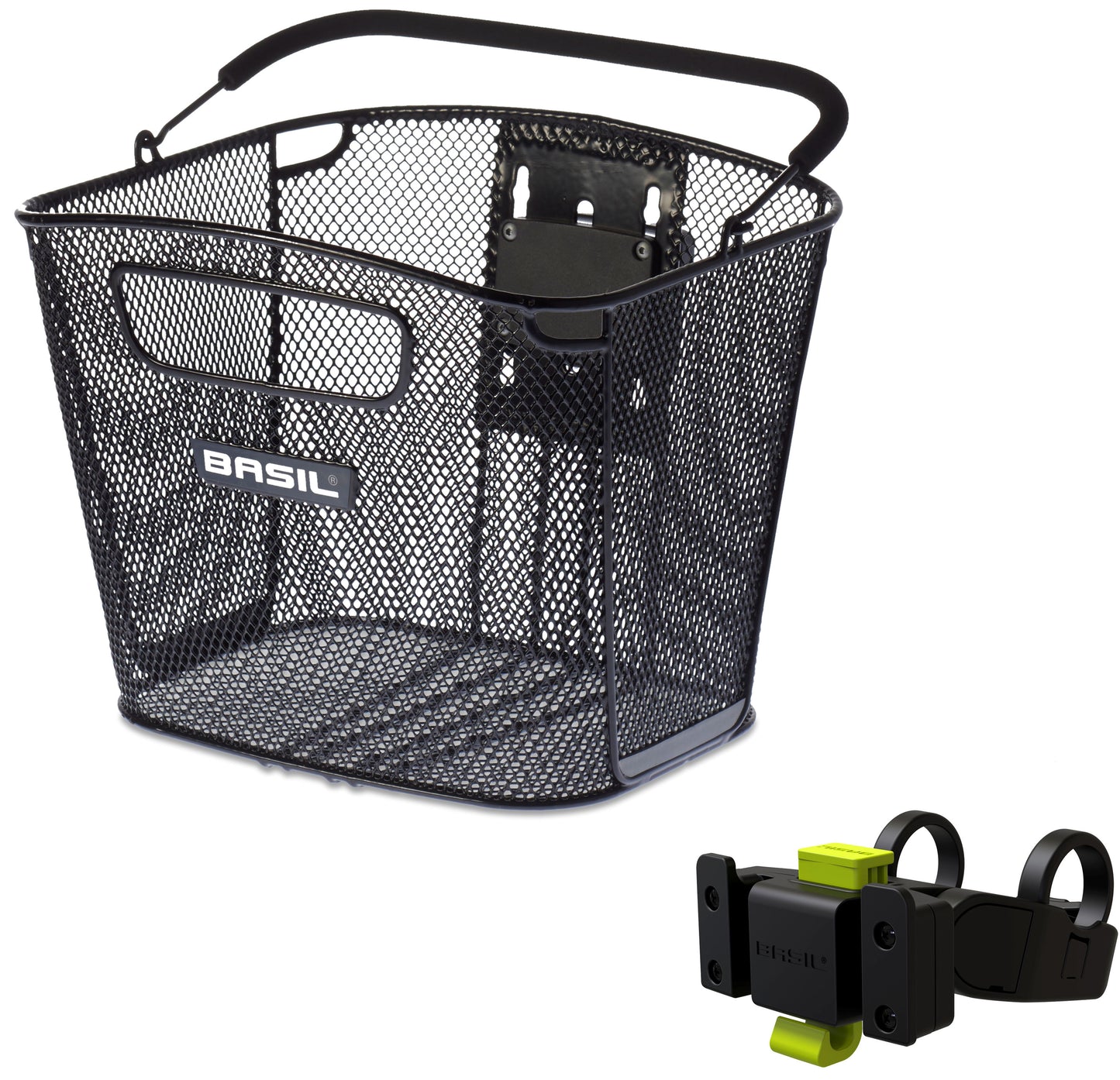 Fietsmand Basil Bold Front KF 28 x 34 x 27 cm - zwart (met KF Handlebar Holder)
