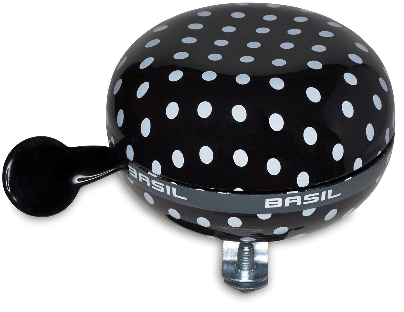 Fietsbel Basil Polkadot ø80mm - zwart / wit