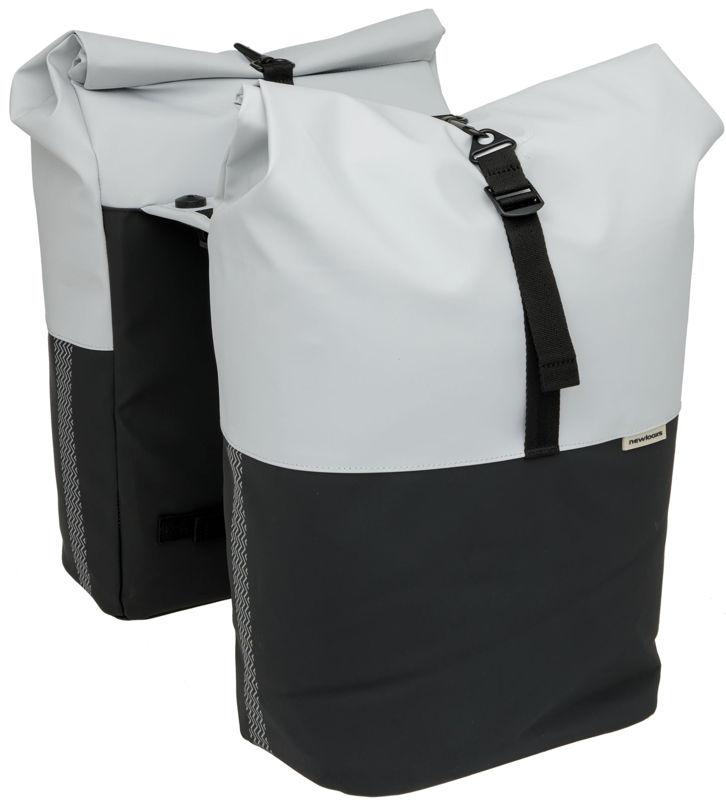 Dubbele fietstas New Looxs Nyborg MIK 34 liter - 30 x 17 x 37cm (x2) - lichtgrijs/zwart