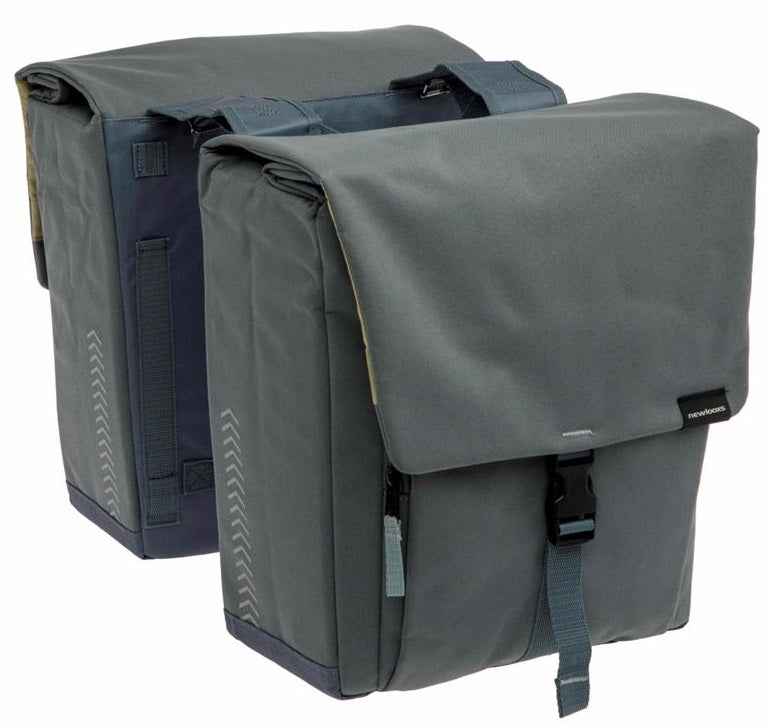 Dubbele fietstas New Looxs Tulum 32 liter 35 x 17 x 37 cm (2x) - grijs/groen