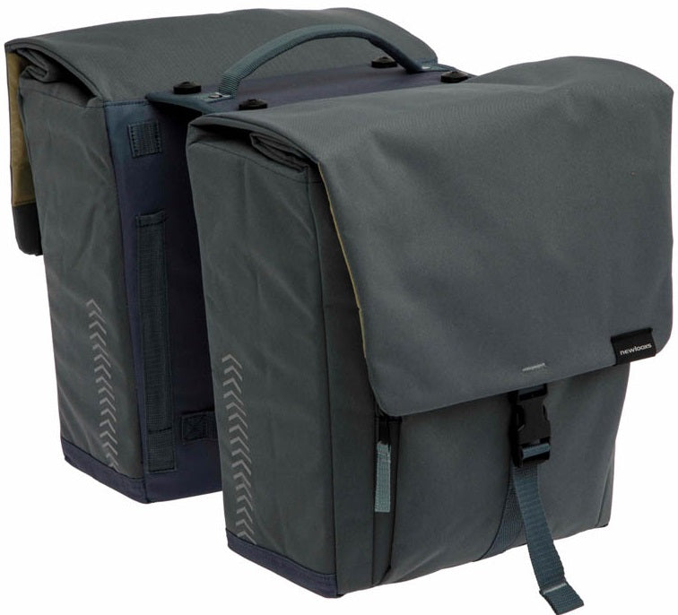 Dubbele fietstas New Looxs Tulum MIK 32 liter 35 x 17 x 37 cm - grijs/groen