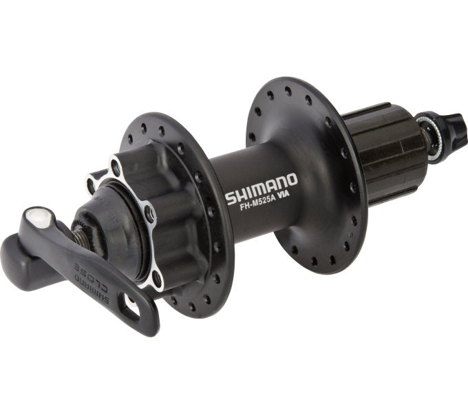 Achternaaf Shimano FH-M525-A 8/9/10 speed - 36 gaats 6 bouts remschijfbevestiging - zwart