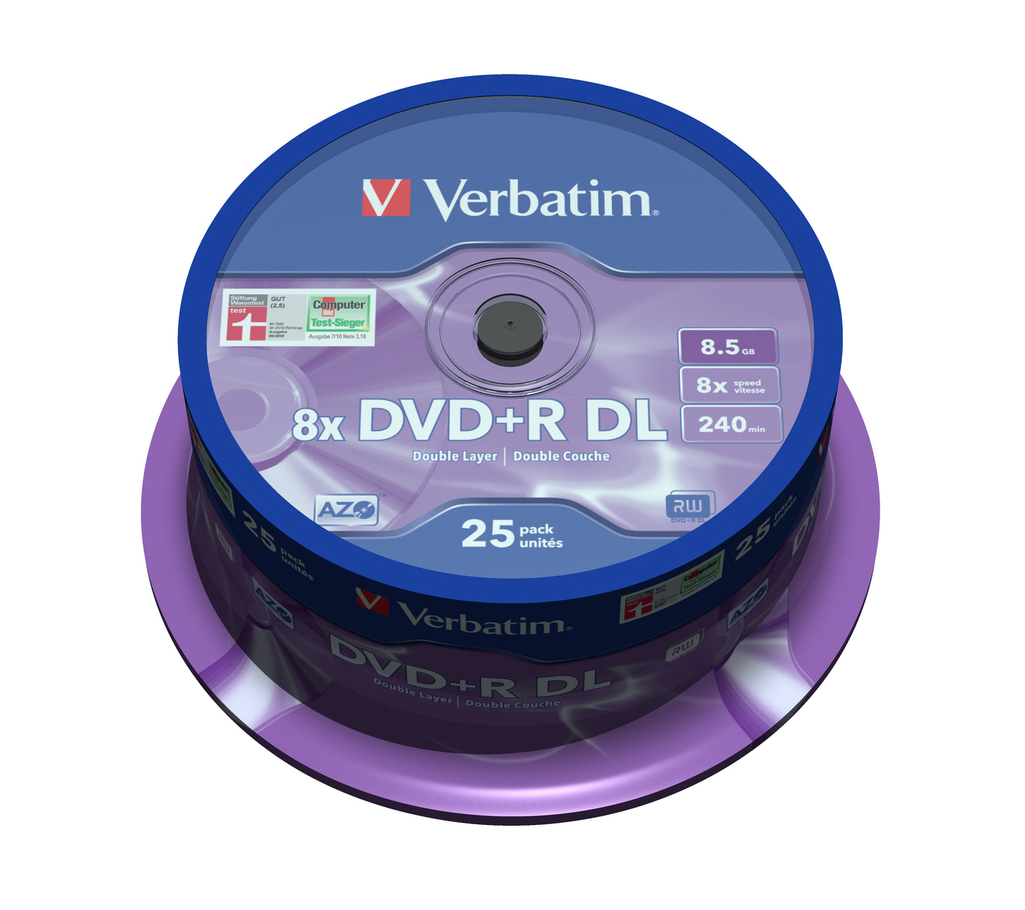 1x25 Verbatim DVD+R Double Layer 8x Speed, 8,5GB matt silver