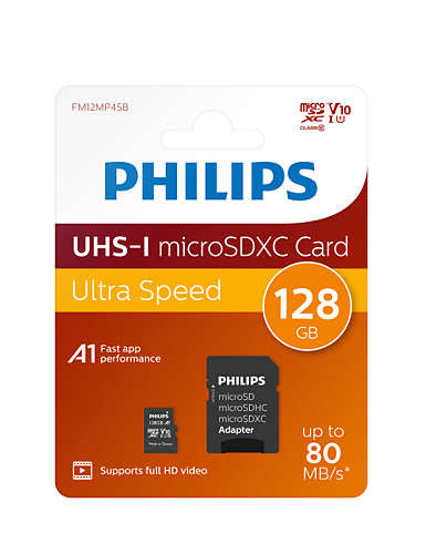 Philips MicroSDXC Card 128GB Class 10 UHS-I U1 incl. Adapter