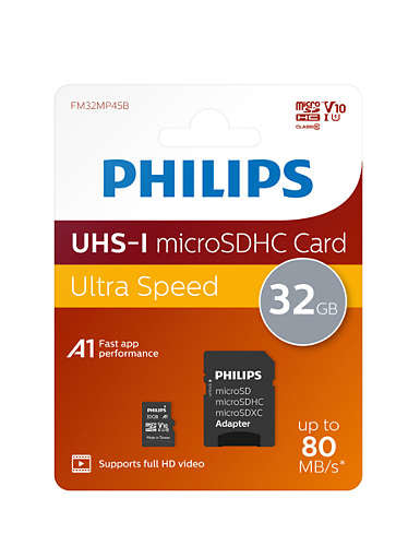 Philips MicroSDHC Card 32GB Class 10 UHS-I U1 incl. Adapter