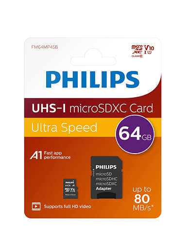 Philips MicroSDXC Card 64GB Class 10 UHS-I U1 incl. Adapter