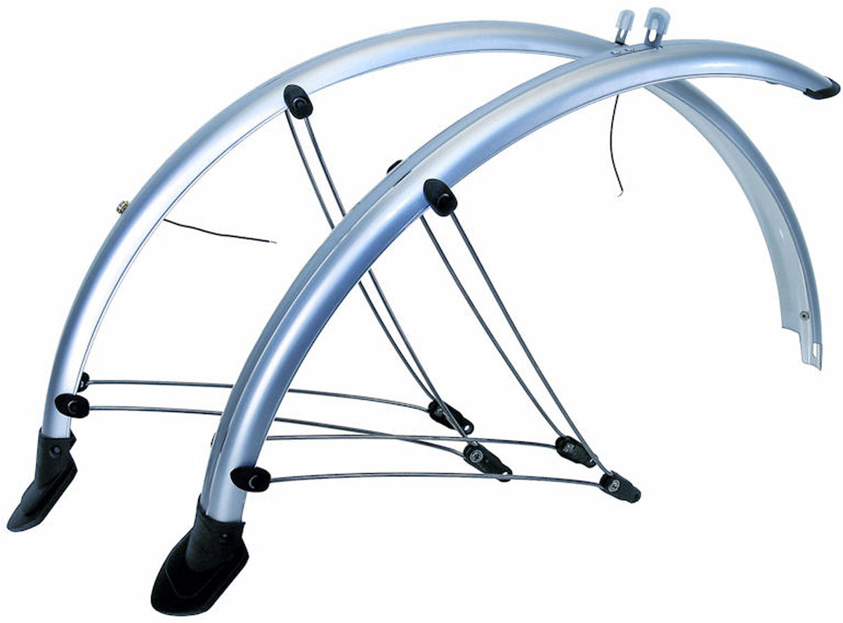 Spatbordset 28" PVC 45mm Zilver Met stroomkabelgeleiding
