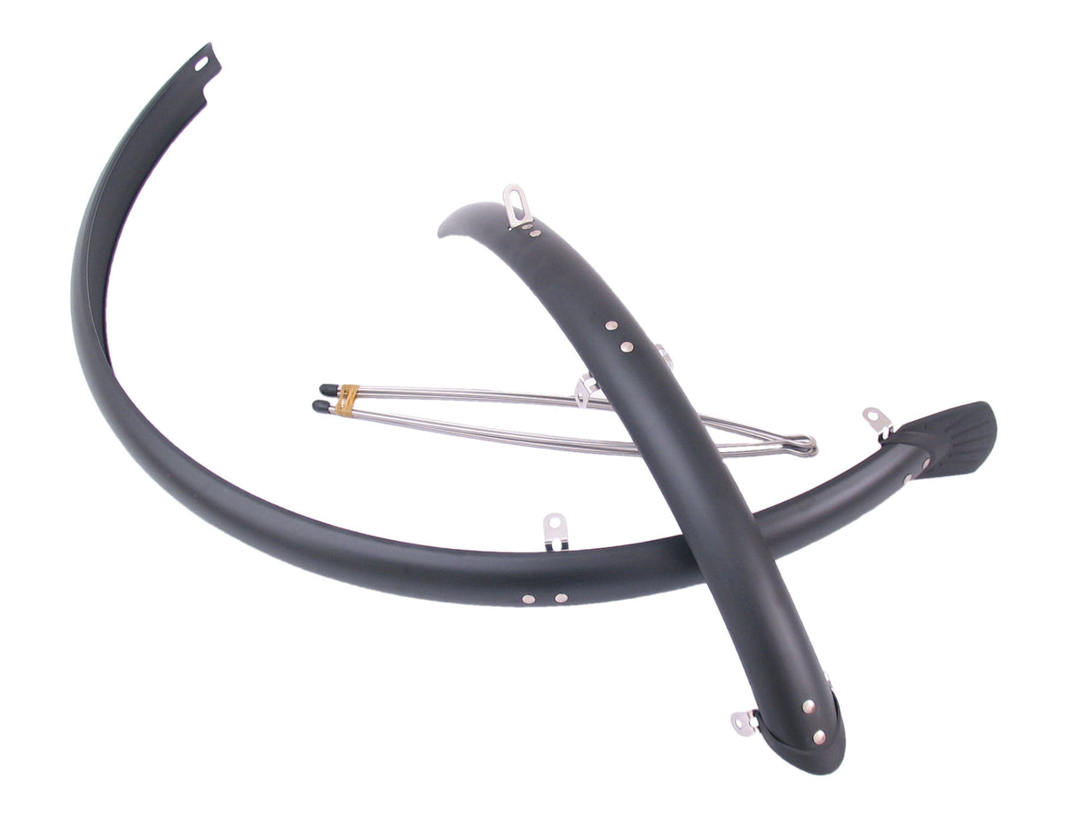 Spatbordset 28" 45 mm kunststof compleet met stangenset - mat zwart