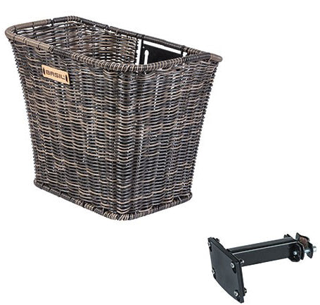 Fietsmand Basil Bremen Rattan Look met FM stuurpenhouder 27 x 35 x 29 cm - nature brown