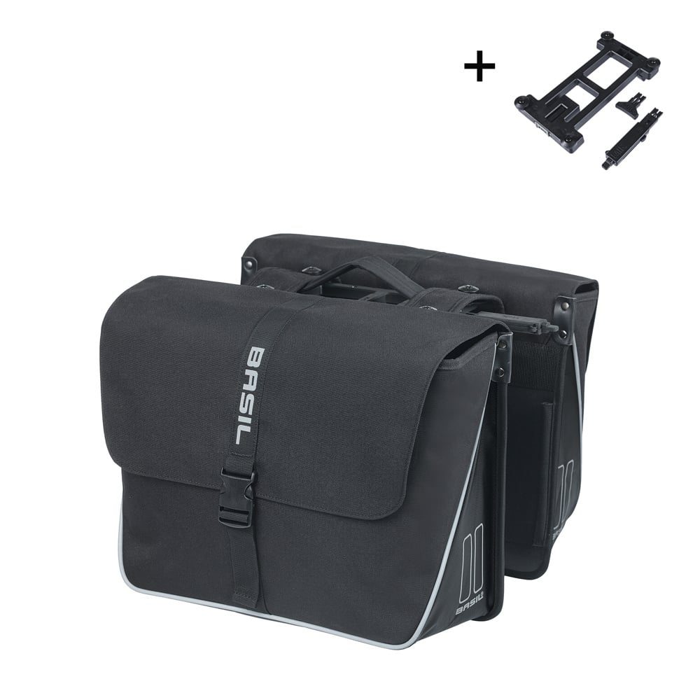 Dubble fietstas Basil Forte MIK 35 liter 15 x 38 x 30 cm - zwart