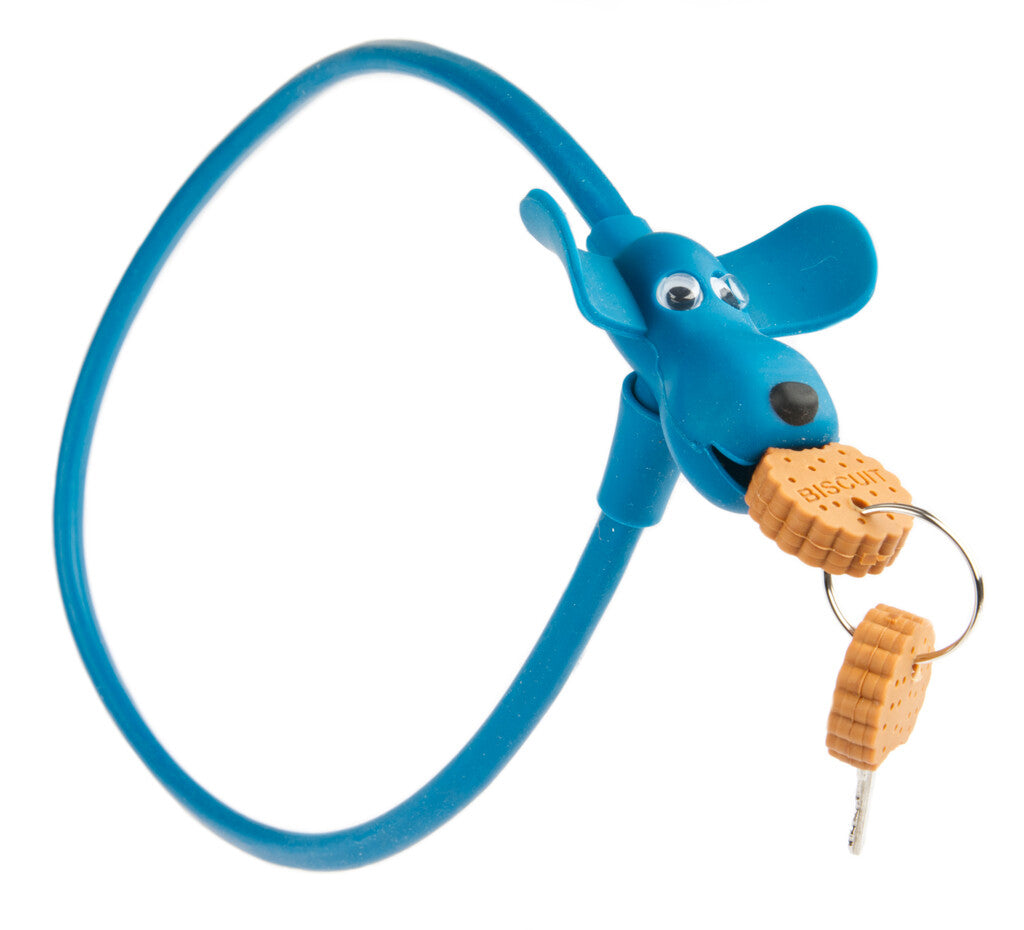 Siliconen fietsslot PexKids Flappie de waakhond 10 x 58 cm - blauw