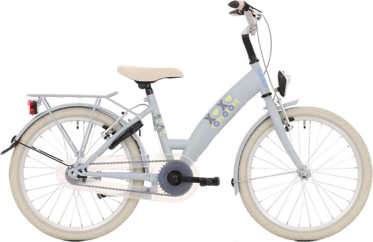 Kinderfiets Bikefun Lots of Love 20 inch met Remnaaf - Lichtblauw