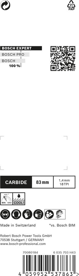 Bosch EXPERT jigsaw blades T118EHM 3Stk Stainless Steel