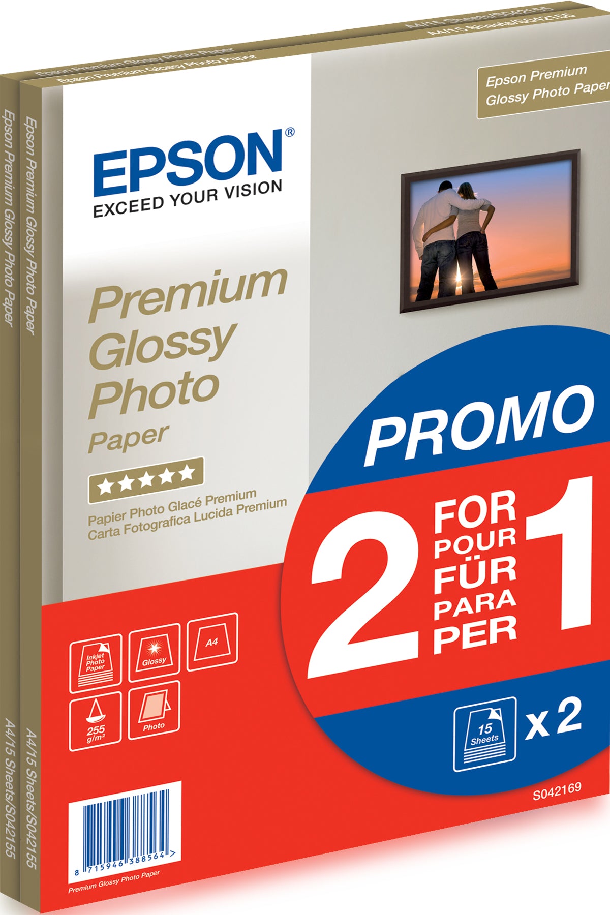 Epson Premium Glossy Photo Paper A 4, 2x 15 Sh., 255 g S 042169