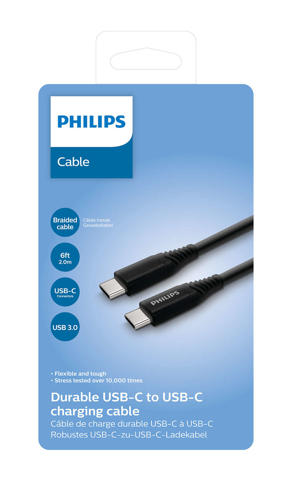 Philips USB-C to USB-C Premium and sync charging cable 2m