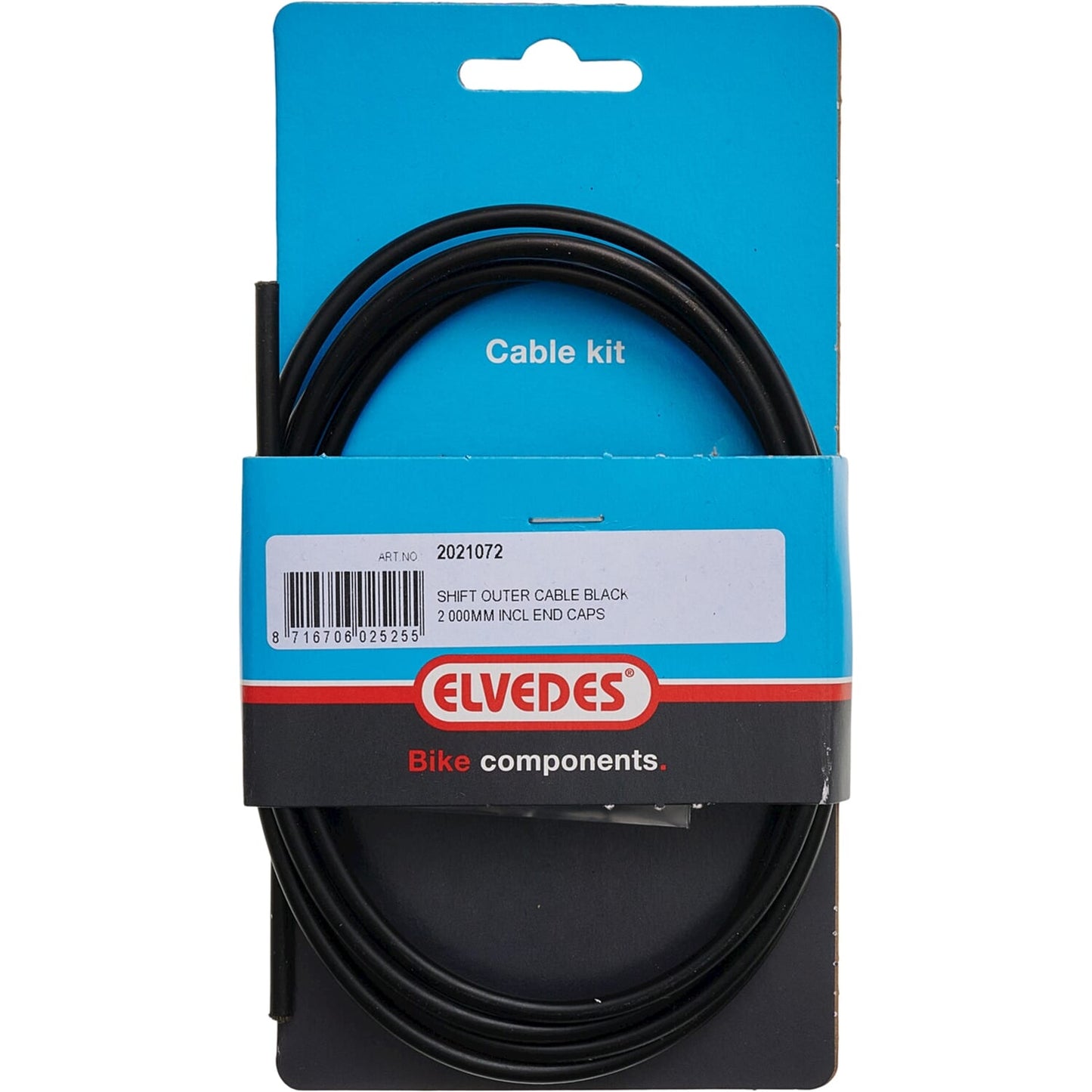 Elvedes schakel buitenkabel 2000mm incl. 2 ferrules zwart