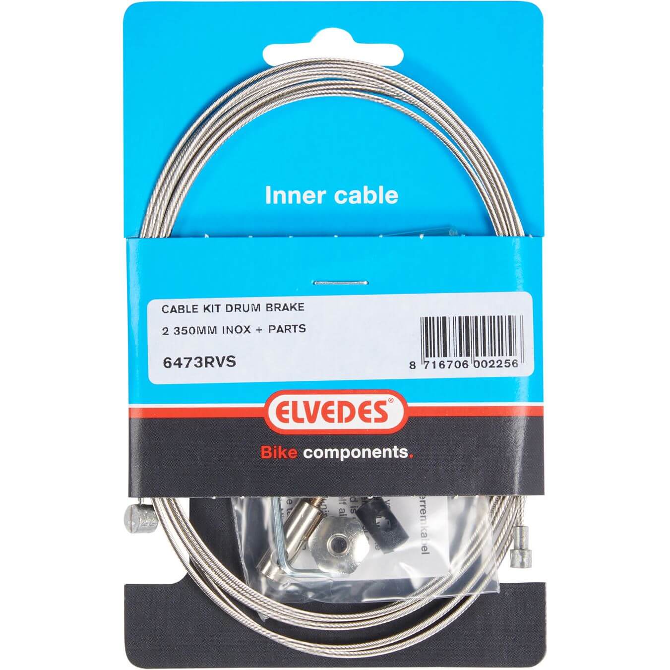 Elvedes trommelrem binnenkabel 2 350mm RVS + onderdelen