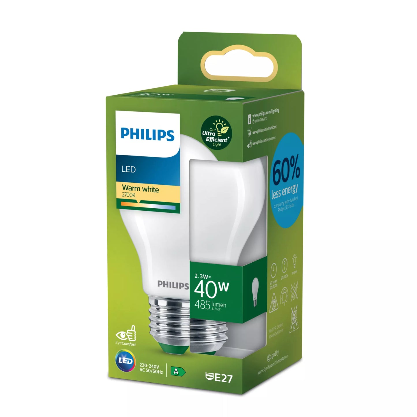 Phi LED A60 2700K FR 40W E27
