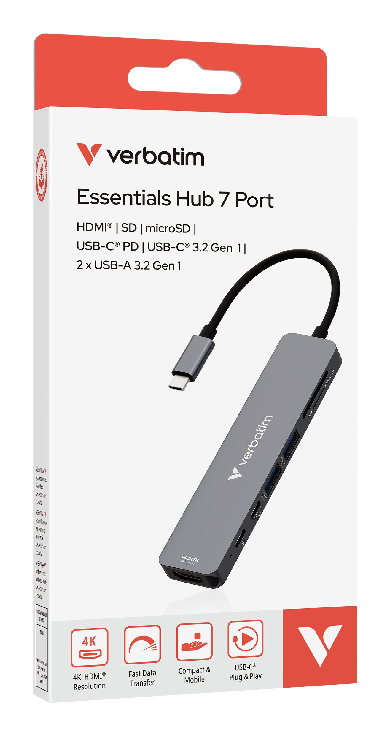 Verbatim USB-C Essentials Multi- Port Hub 7 Port 32158