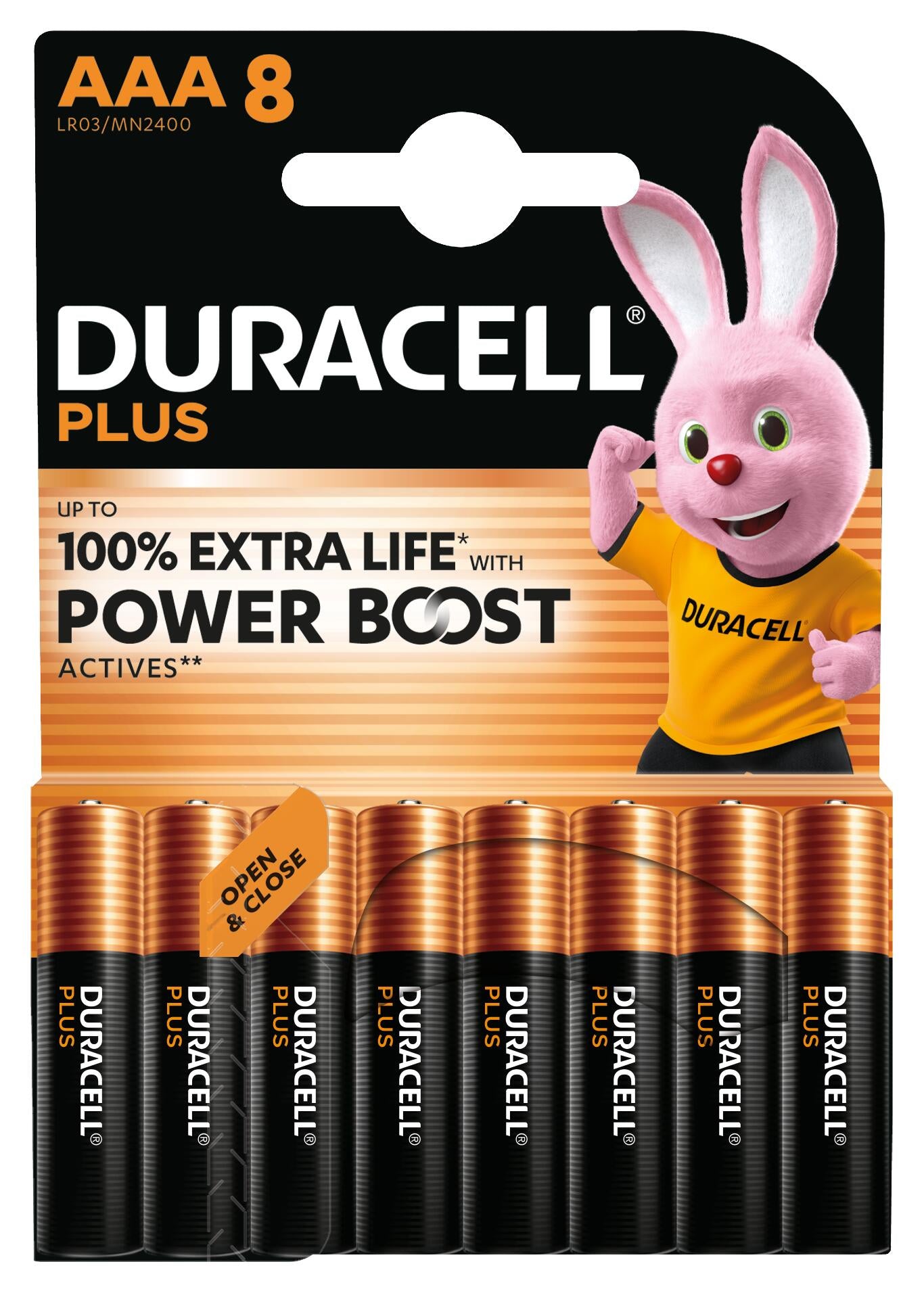 1x8 Duracell Plus Power Boost Micro MN2400 AAA LR03 1,5V