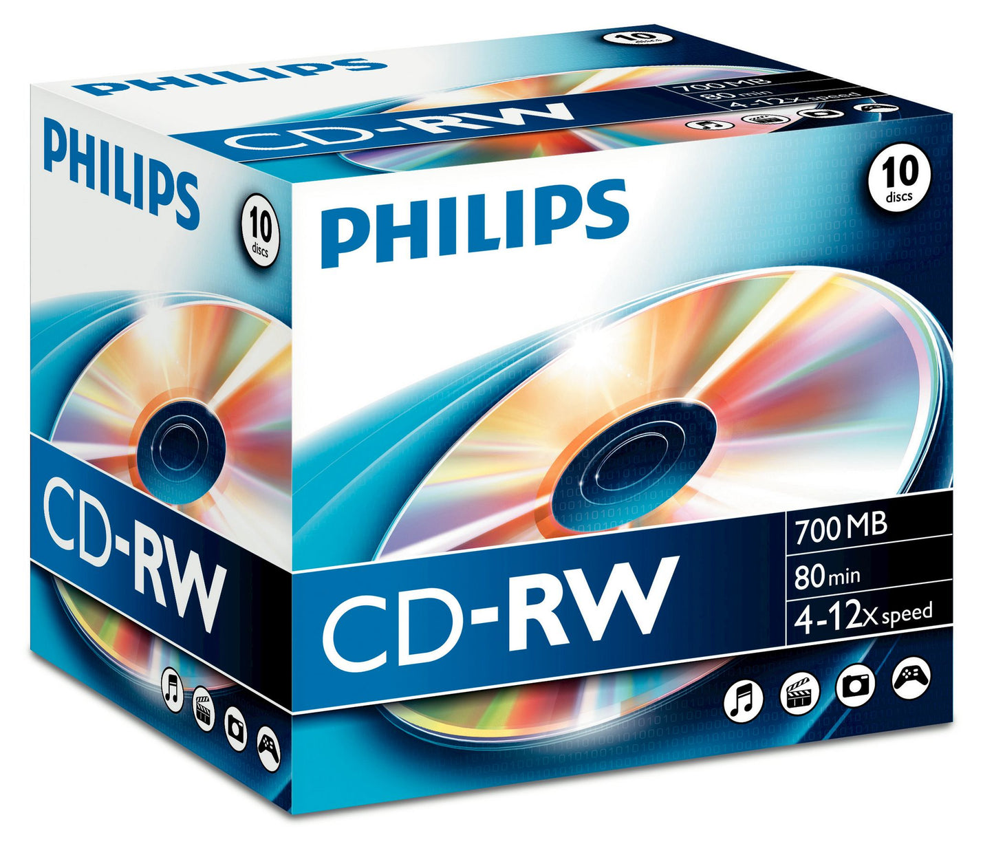 1x10 Philips CD-RW 80Min 700MB 4-12x JC