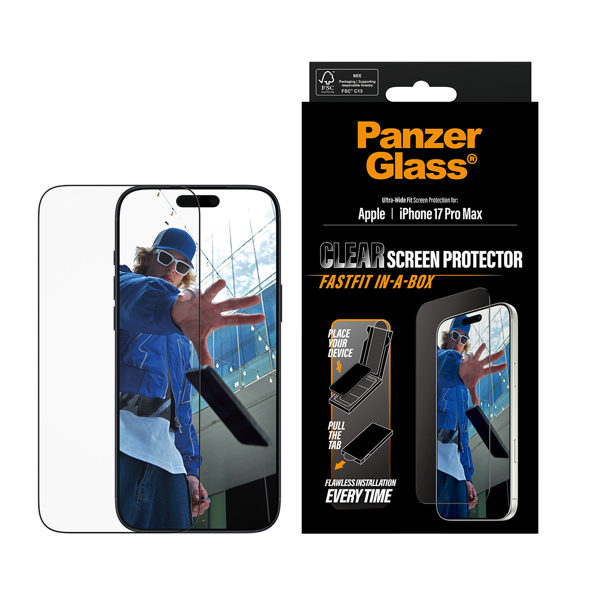 PanzerGlass iP 17 Pro Max UWF Fastfit with Black Frame