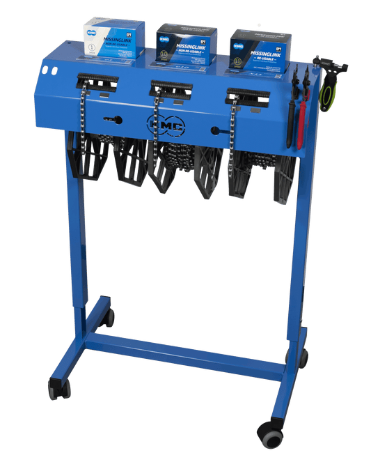 Reel Center Pro KMC Kettingrol houder - Blauw - 3 werkplaats kettingrollen