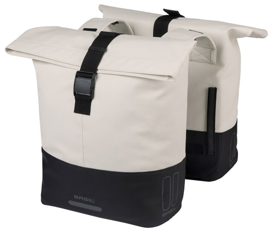 Dubbele fietstas Basil Cove 28-32L 14 x 29 x 36 cm - wit/zwart