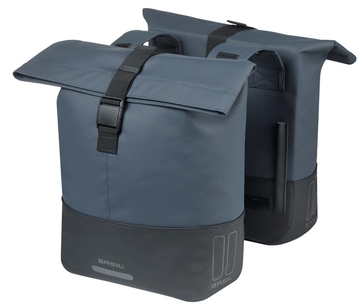 Dubbele fietstas Basil Cove 28-32L 14 x 29 x 36 cm - blauw/zwart