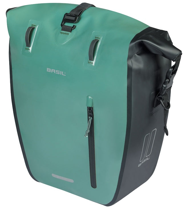 Enkele fietstas Basil Rivo L tarppaulin MIK 25-31L 14 x 28 x 43 cm - groen/zwart