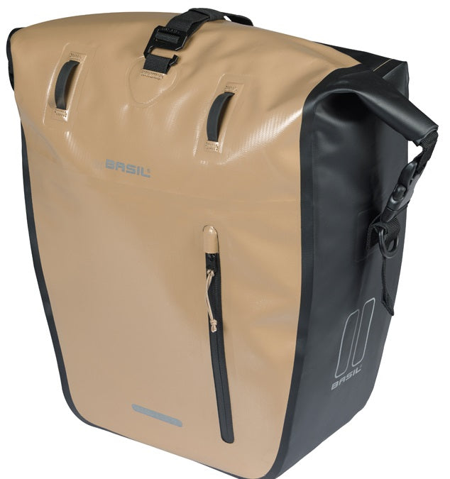 Enkele fietstas Basil Rivo L tarpaulin MIK 25-31L 14 x 28 x 43 cm - zand/zwart