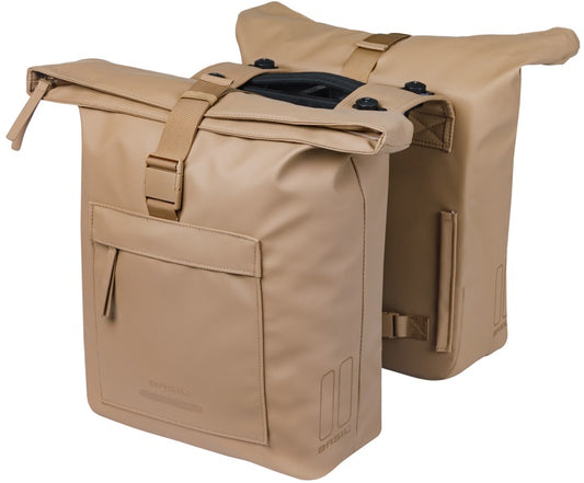 Dubbele fietstas Basil Brooklyn MIK 41L 14 x 30 x 37 cm - zand